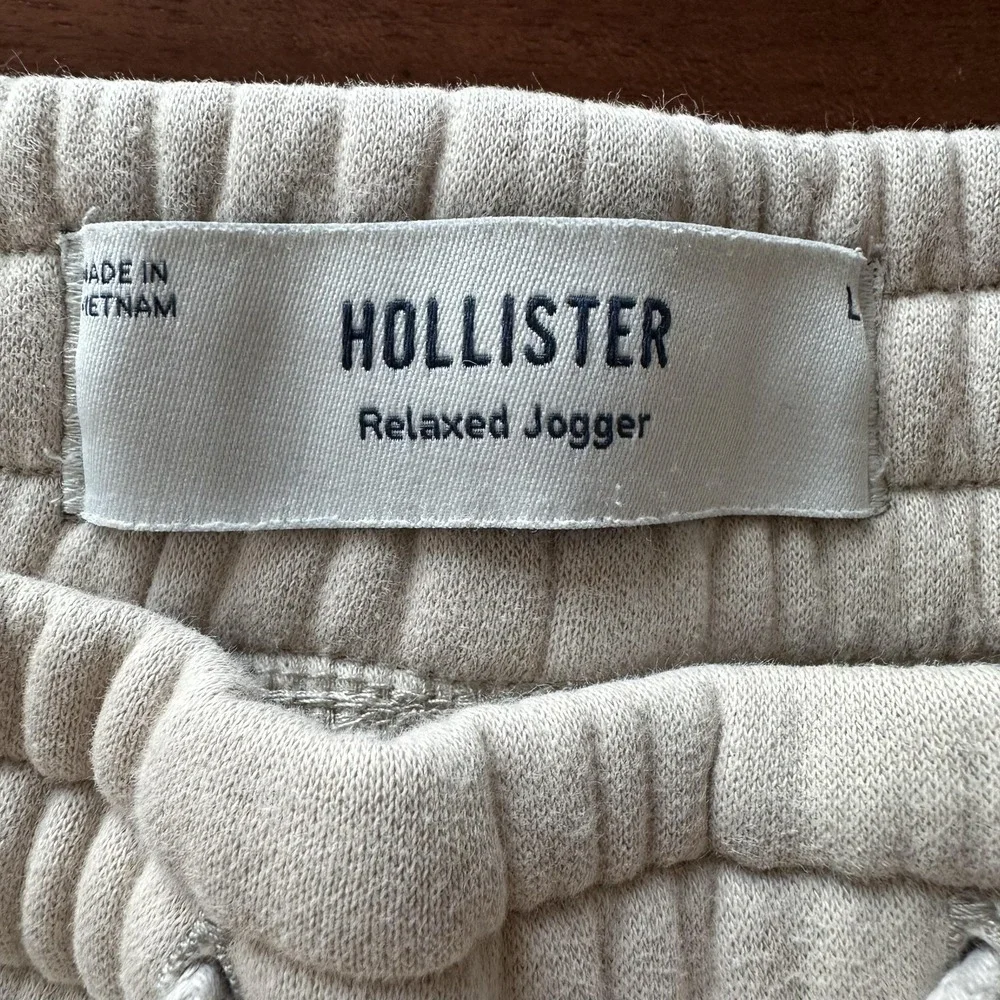 Hollister‎ Mens Large Beige Tan Relaxed Jogger Sweatpants Neutral Elastic Waist